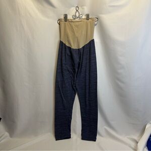 Motherhood Maternity Leggings Blue with Beige Band Size XL